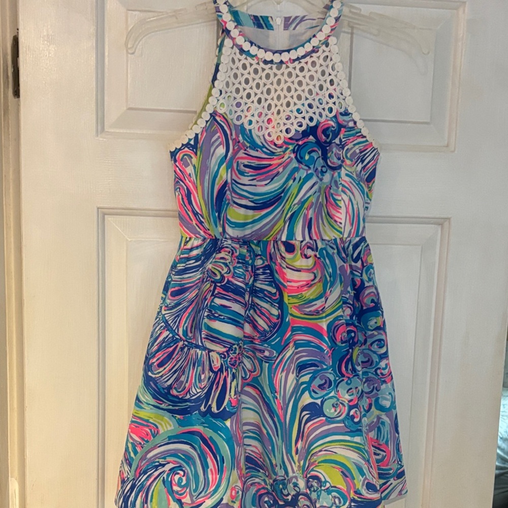 Lilly Pulitzer Swirl Pattern Kids Dress - Blue and Pink